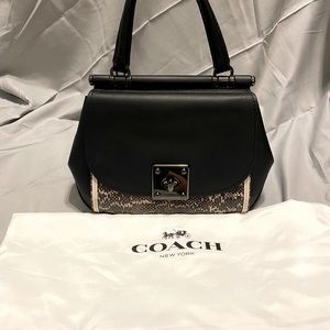 Coach Purse, Drifter, Black and Snakeskin, Used Once, Has Coach Satin Dust Bag